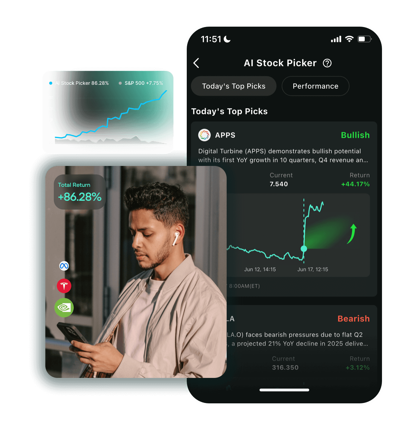 an image of AI trading signals in your hand floor bg